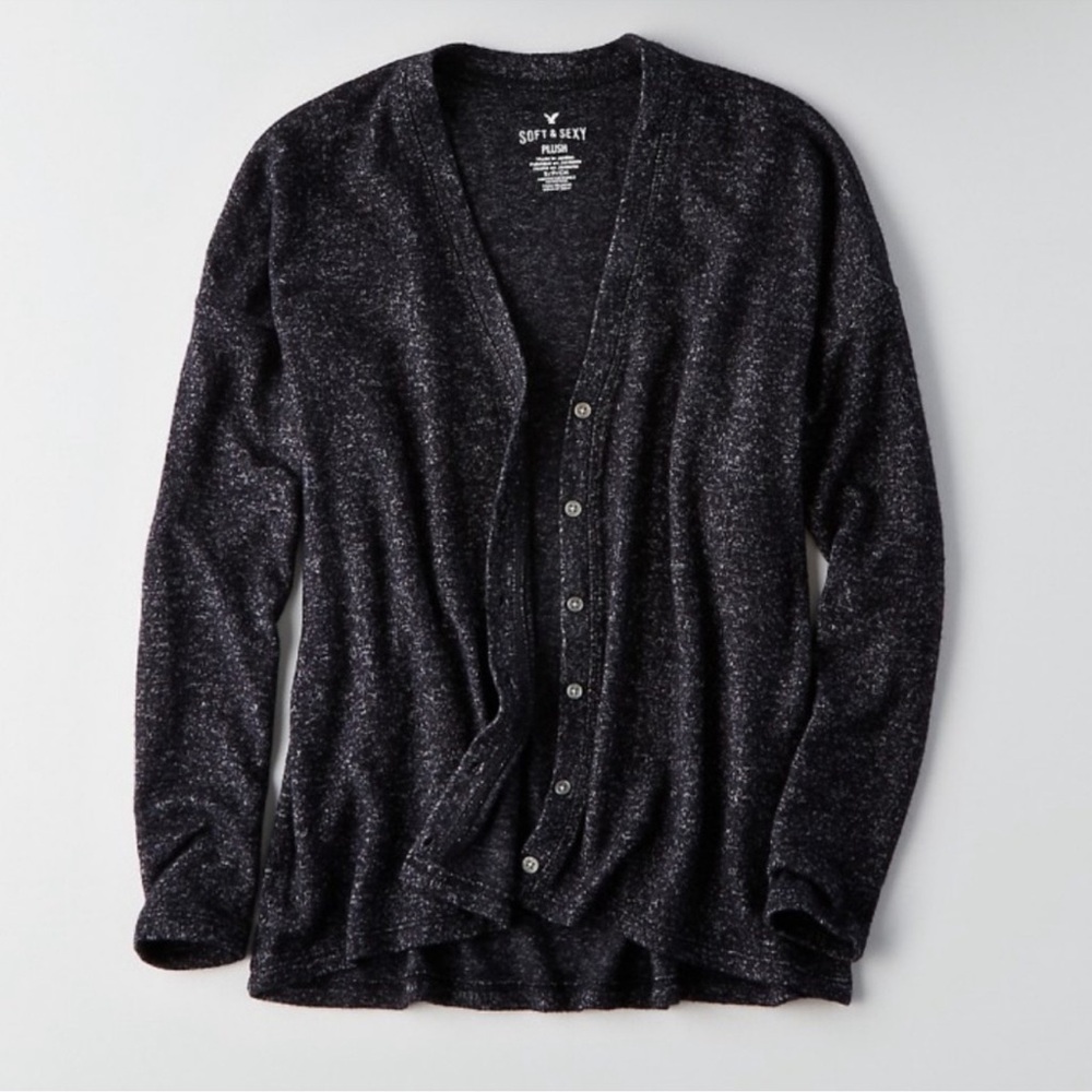 American Eagle Soft & Sexy Plush Cardigan Sweater Button Front